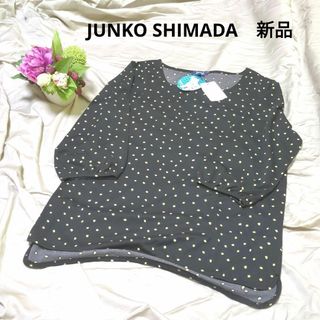 ジュンコシマダ(JUNKO SHIMADA)のジュンコシマダ　水玉ドット柄　黒カットソー(Tシャツ/カットソー(半袖/袖なし))