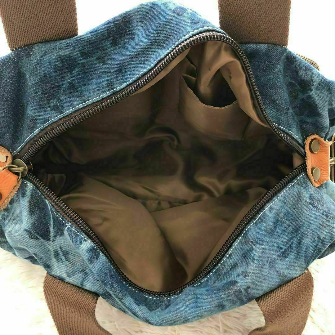 【お洒落】デニム×レザー×レオパード　2WAYトートバッグ メンズのバッグ(トートバッグ)の商品写真