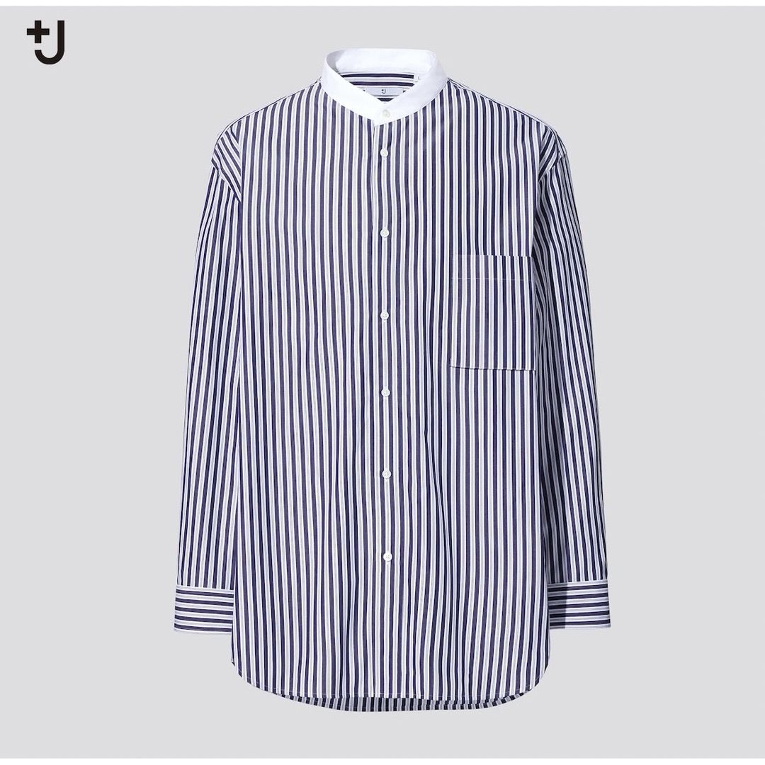 UNIQLO(ユニクロ)のユニクロ +Jスーピマコットンオーバーサイズスタンドカラーシャツ ストライプ メンズのトップス(シャツ)の商品写真