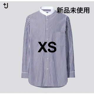 ユニクロ(UNIQLO)のユニクロ +Jスーピマコットンオーバーサイズスタンドカラーシャツ ストライプ(シャツ)