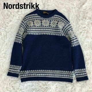 Nordstrikkノルディックニットセーター　ノルウェー製ブルー雪柄(ニット/セーター)