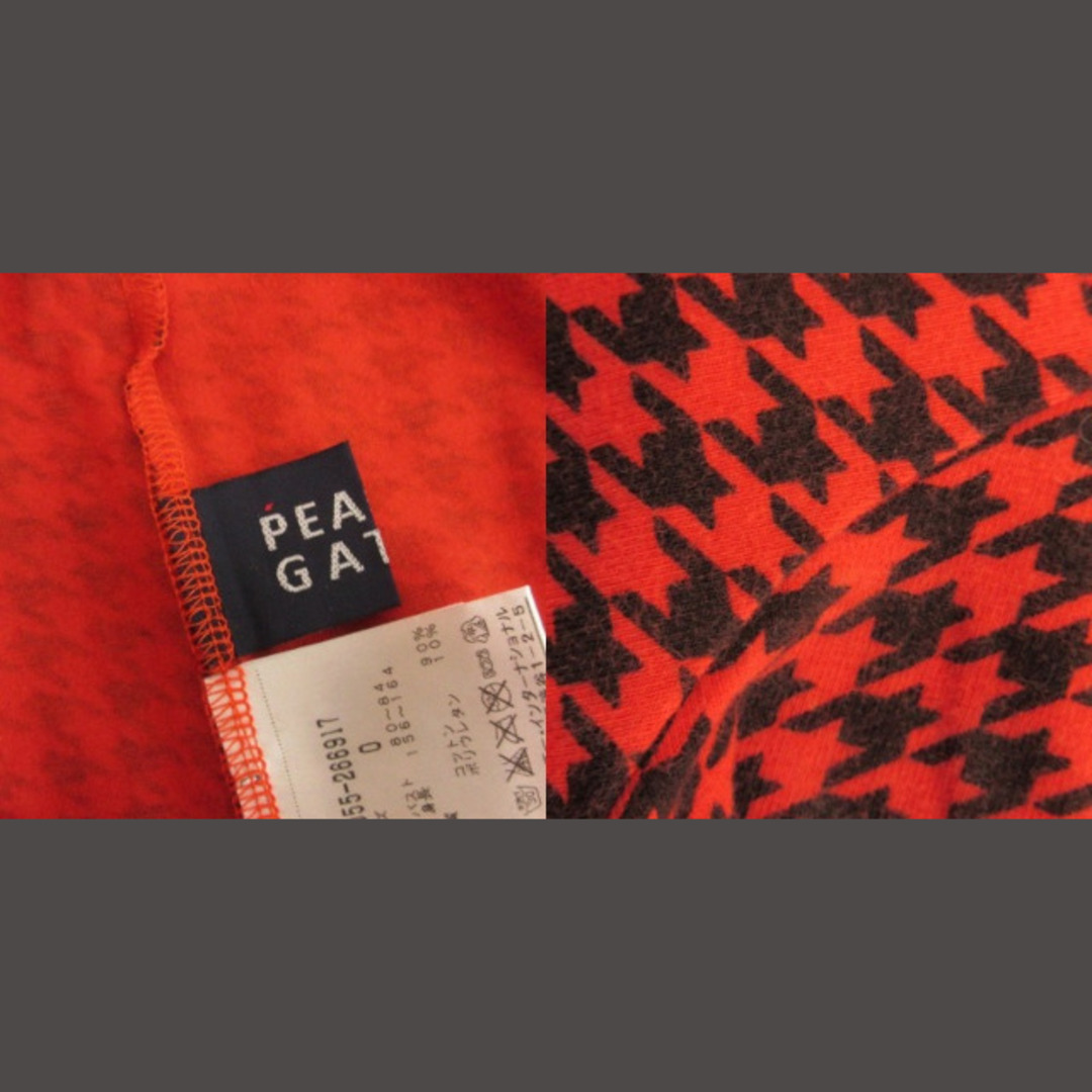 PEARLY GATES(パーリーゲイツ)のパーリーゲイツ Tシャツ カットソー 長袖 千鳥格子柄 オレンジ 0 スポーツ/アウトドアのゴルフ(ウエア)の商品写真