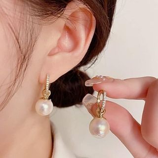 【大好評★】　ゴールド　パール　ピアス　フープピアス　上品　高級感　フォーマル(ピアス)