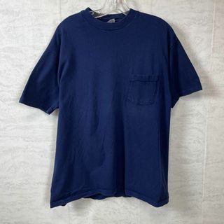 ビンテージＴシャツ　サイズＸＬ　紺色ネイビー　胸ポケット付き　シングルステッチ(Tシャツ/カットソー(半袖/袖なし))