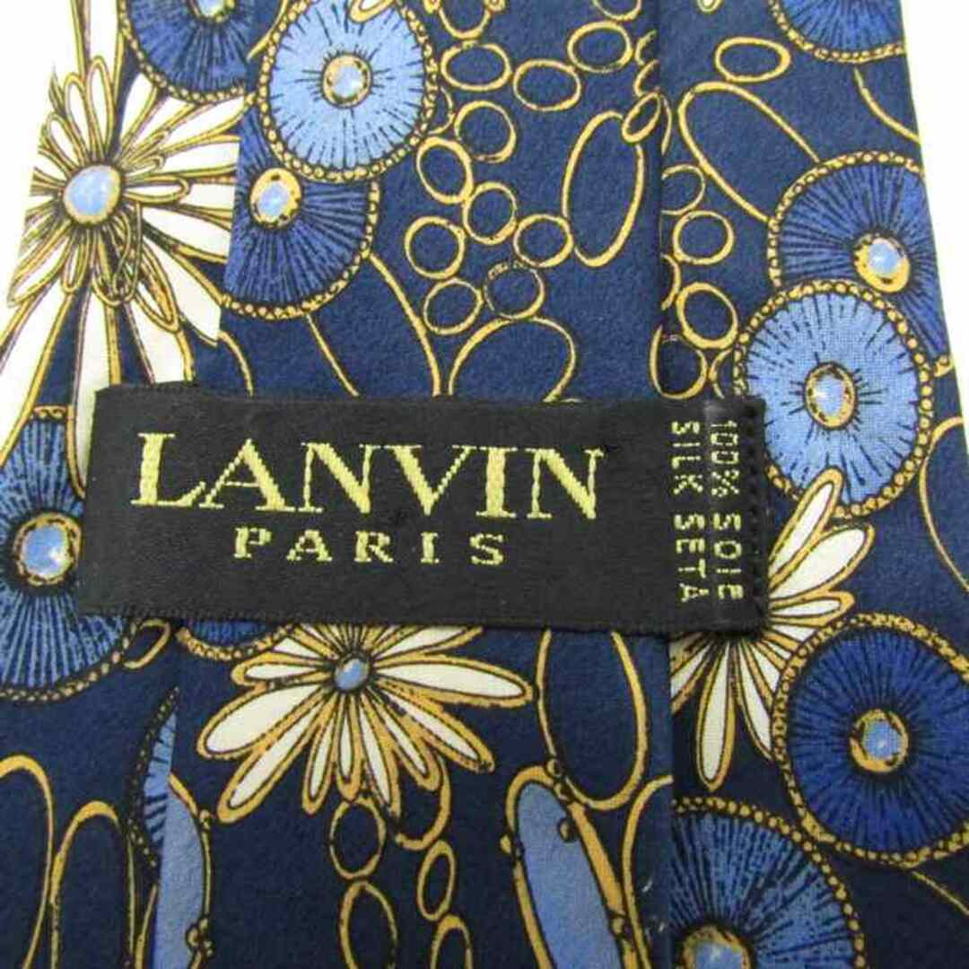 LANVIN(ランバン)のランバン ブランド ネクタイ 総柄 花柄 ドット シルク PO  メンズ ネイビー LANVIN メンズのファッション小物(ネクタイ)の商品写真