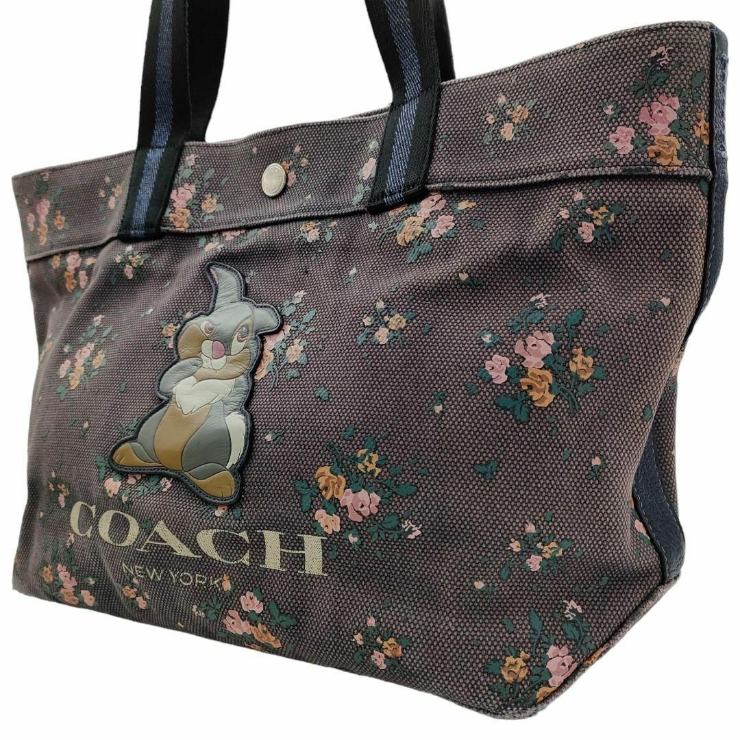 COACH(コーチ)の稀少 コーチ A4可 とんすけ トートバッグ 花柄 キャンバス ブラウン 肩掛け レディースのバッグ(トートバッグ)の商品写真