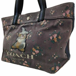 コーチ(COACH)の稀少 コーチ A4可 とんすけ トートバッグ 花柄 キャンバス ブラウン 肩掛け(トートバッグ)