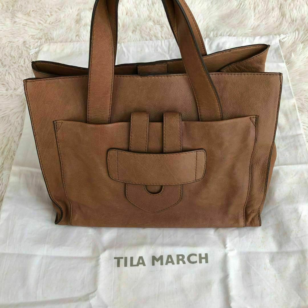 TILA MARCH(ティラマーチ)のTILA MARCHティラマーチ　レザートートバッグ　ハンドバッグ　ブラウン レディースのバッグ(トートバッグ)の商品写真