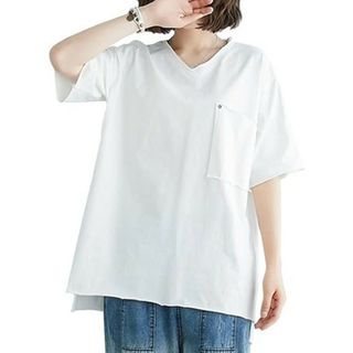 OKJCON] tシャツ レディース 半袖 夏 vネック(Tシャツ(半袖/袖なし))