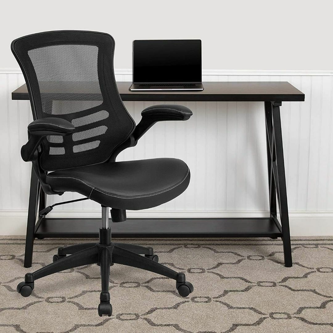 【色: ブラックレザー】フラッシュファニチャー(Flash Furniture) インテリア/住まい/日用品のオフィス家具(オフィスチェア)の商品写真