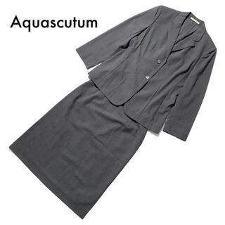 アクアスキュータム(AQUA SCUTUM)のアクアスキュータム スーツ セットアップ 9号 M スカート グレー 夏 古着(スーツ)