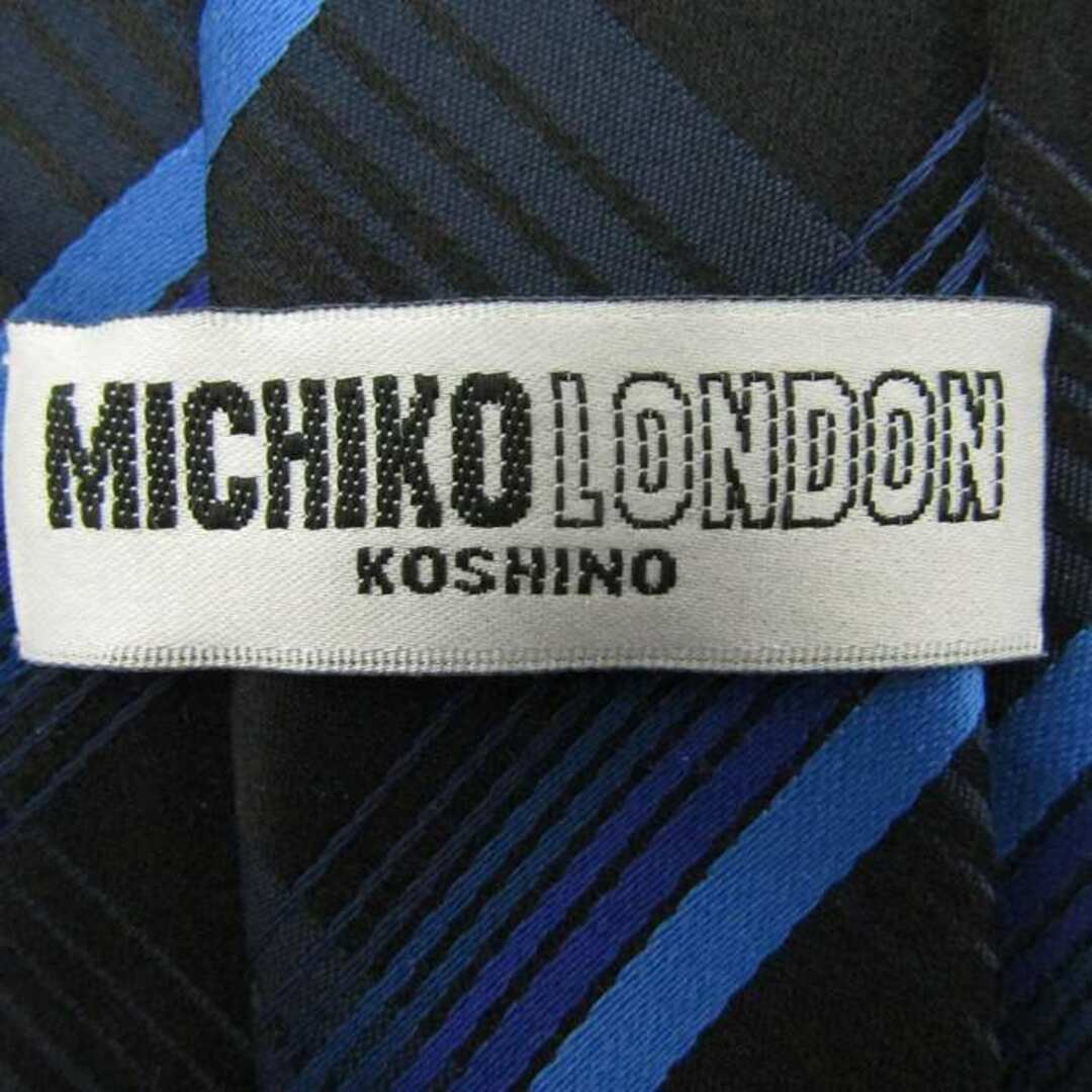 ミチコロンドンコシノ ブランド ネクタイ ストライプ柄 格子柄 シルク 日本製 PO  メンズ ブラック MICHIKO LONDON KOSHINO メンズのファッション小物(ネクタイ)の商品写真