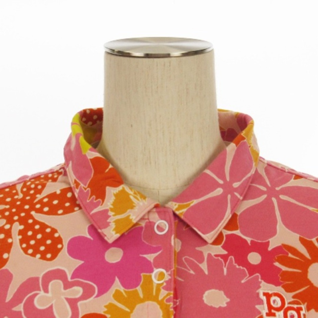 PEARLY GATES(パーリーゲイツ)のパーリーゲイツ ポロシャツ カットソー 半袖 花柄 刺繍 ピンク 0 スポーツ/アウトドアのゴルフ(ウエア)の商品写真