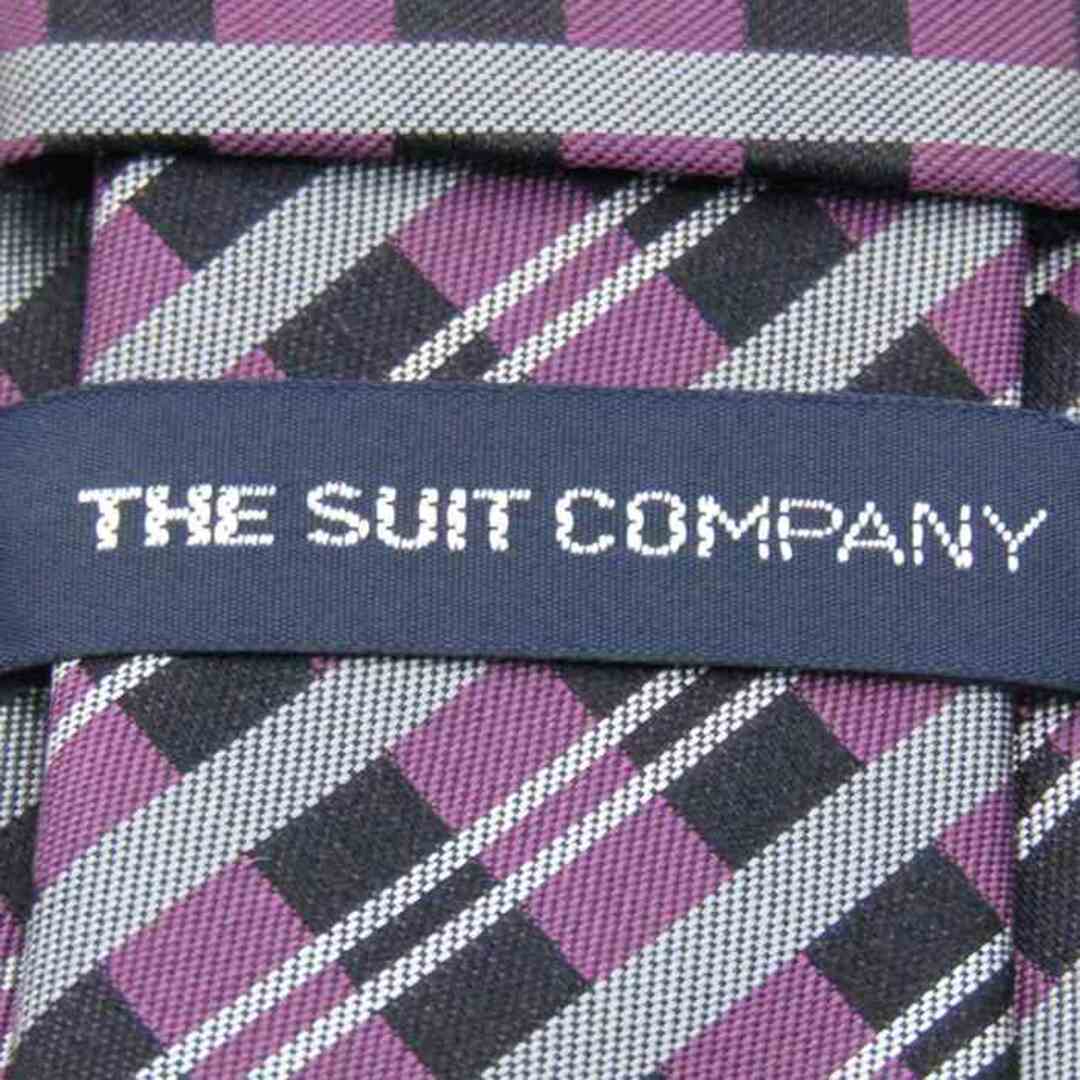 スーツカンパニー ブランド ネクタイ チェック柄 格子柄 シルク 日本製 PO  メンズ パープル THE SUIT COMPANY メンズのファッション小物(ネクタイ)の商品写真