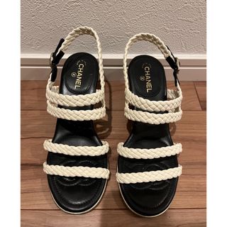 シャネル(CHANEL)の【美品】CHANEL シャネル  ココマーク 編み込み ウェッジソールサンダル(サンダル)