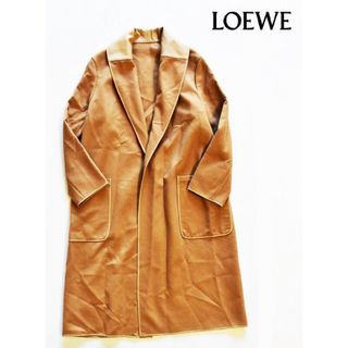 ロエベ(LOEWE)の【美品】LOEWE レザー部分使い 羊毛・カシミヤ ガウンコート キャメル(ロングコート)