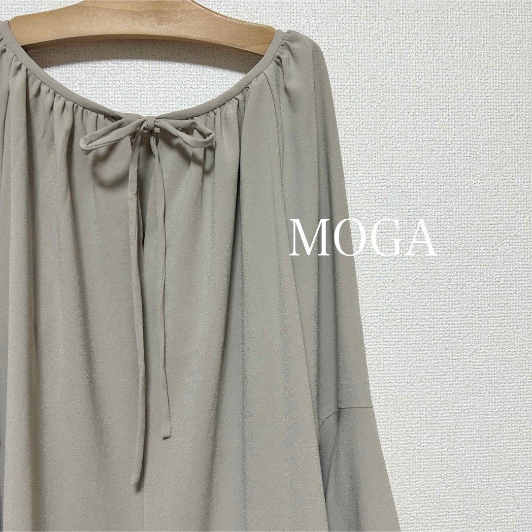 MOGA(モガ)のMOGA 日本製 洗える 袖フレア リボン ブラウス 2 M レディースのトップス(シャツ/ブラウス(長袖/七分))の商品写真