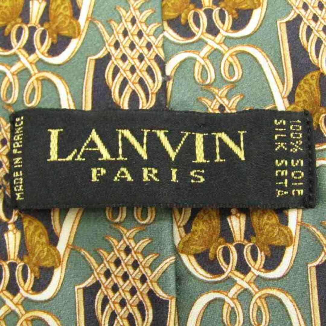 LANVIN(ランバン)のランバン ブランド ネクタイ 総柄 格子柄 蝶々 シルク フランス製 PO  メンズ カーキ LANVIN メンズのファッション小物(ネクタイ)の商品写真