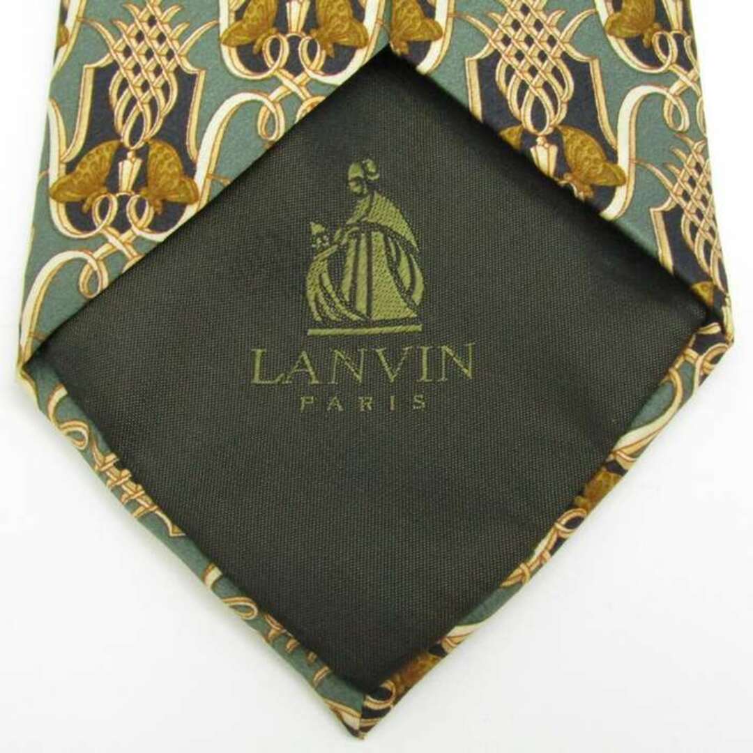 LANVIN(ランバン)のランバン ブランド ネクタイ 総柄 格子柄 蝶々 シルク フランス製 PO  メンズ カーキ LANVIN メンズのファッション小物(ネクタイ)の商品写真