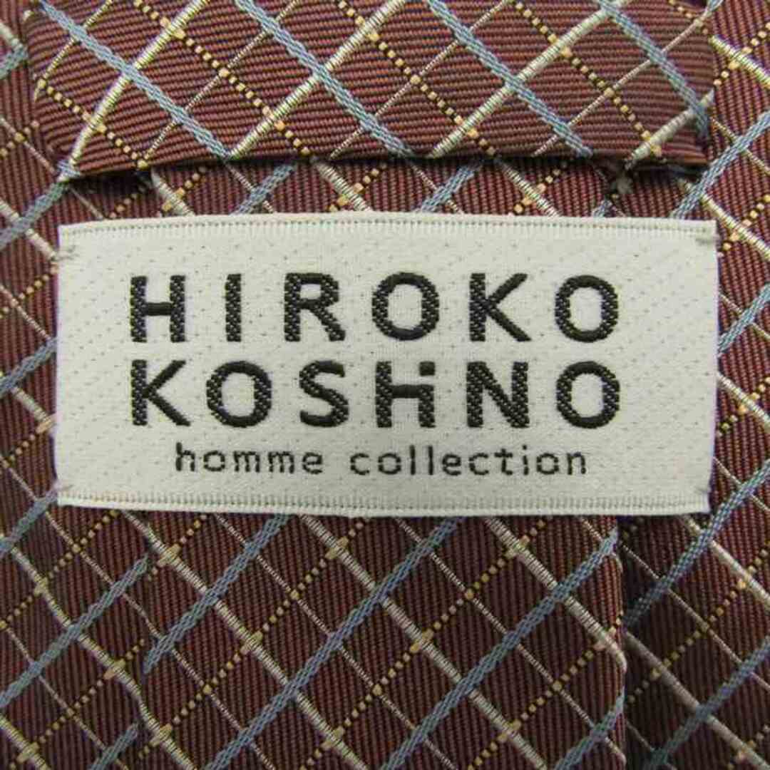 HIROKO KOSHINO(ヒロココシノ)のヒロココシノ ブランド ネクタイ チェック柄 格子柄 シルク PO  メンズ ブラウン HIROKO KOSHINO メンズのファッション小物(ネクタイ)の商品写真