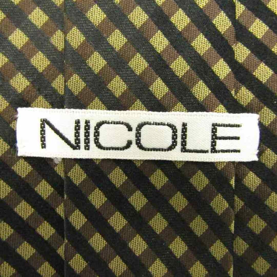 NICOLE(ニコル)のニコル ブランド ネクタイ チェック柄 格子柄 シルク PO  メンズ カーキ NICOLE メンズのファッション小物(ネクタイ)の商品写真