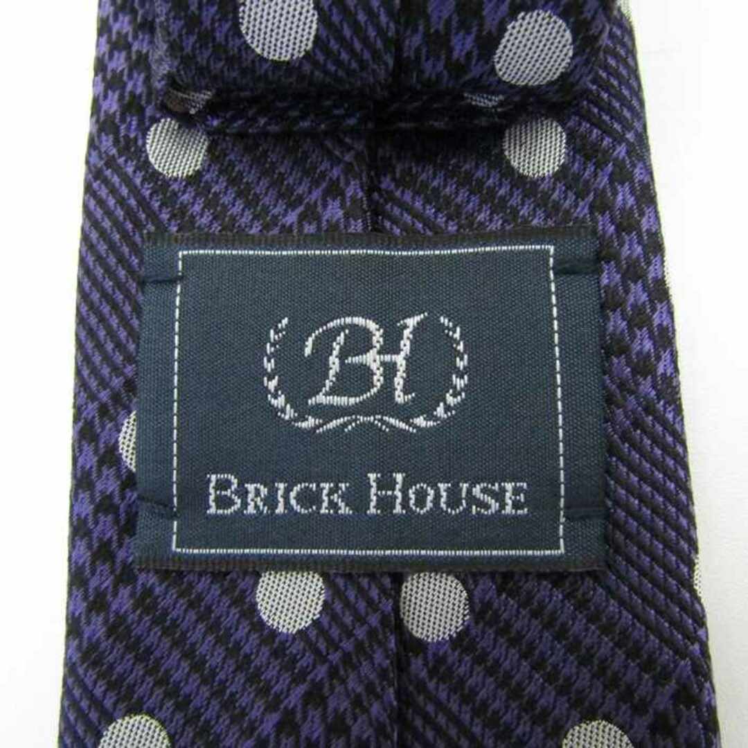 ブリックハウス ブランド ネクタイ ドット チェック柄 格子柄 シルク PO  メンズ パープル BRICK HOUSE メンズのファッション小物(ネクタイ)の商品写真