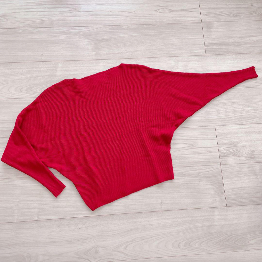 ドルマン スリーブ リブ ニット セーター 長袖 きれいめ カジュアル ゆったり レディースのトップス(ニット/セーター)の商品写真
