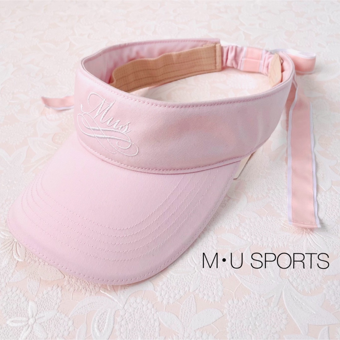 M・Uスポーツ(エムユースポーツ)のエムユースポーツ サンバイザー バッグリボン Free  ピンク ゴルフ  新品 レディースの帽子(その他)の商品写真