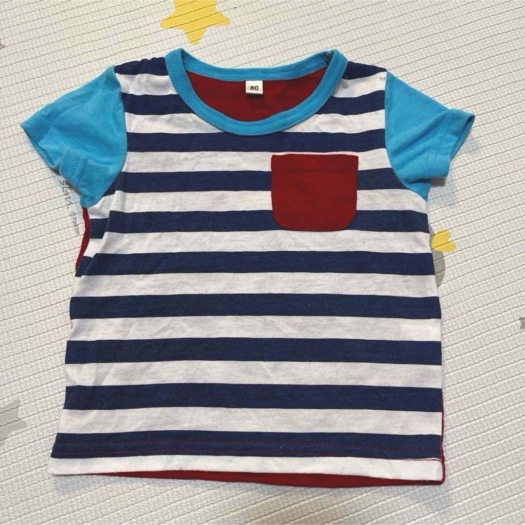 80センチ　半袖　Tシャツ　男　夏　キッズ　子供　保育園　派手　ポップ キッズ/ベビー/マタニティのベビー服(~85cm)(Ｔシャツ)の商品写真