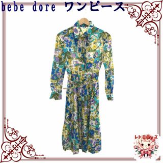 ベベオレ(BEBE AU LAIT)のbebe dore ワンピース ひざ丈ワンピース 長袖 シャツ襟 ウエストベルト(ひざ丈ワンピース)