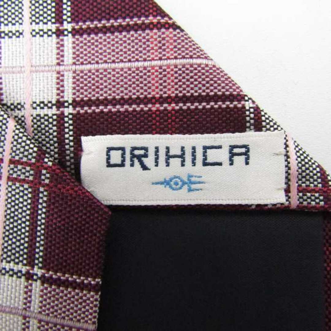 オリヒカ ブランド ネクタイ チェック柄 格子柄 シルク PO  メンズ ワインレッド ORIHICA メンズのファッション小物(ネクタイ)の商品写真
