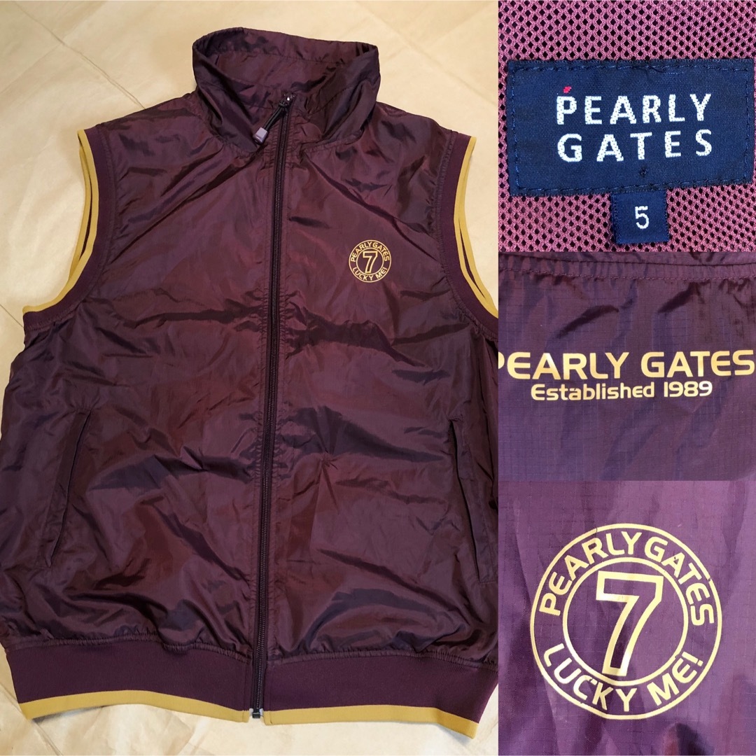 PEARLY GATES(パーリーゲイツ)のパーリーゲイツ ベスト 5 バーガンディ ゴルフ ウェア メンズのトップス(ベスト)の商品写真