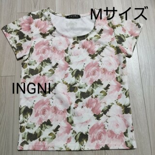 INGNI - 【美品】INGNI 薔薇柄Tシャツ　半袖トップス