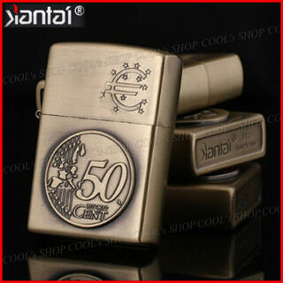 50セントユーロ硬貨デザイン オイルライター Jantai ゴールド Zippo(タバコグッズ)