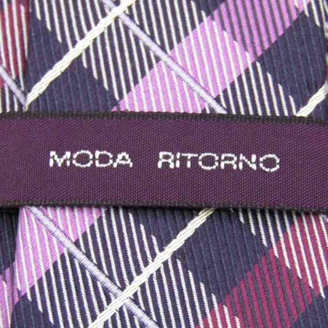 モダリトルノ ブランド ネクタイ チェック柄 格子柄 シルク 日本製 PO  メンズ パープル MODA RITORNO メンズのファッション小物(ネクタイ)の商品写真