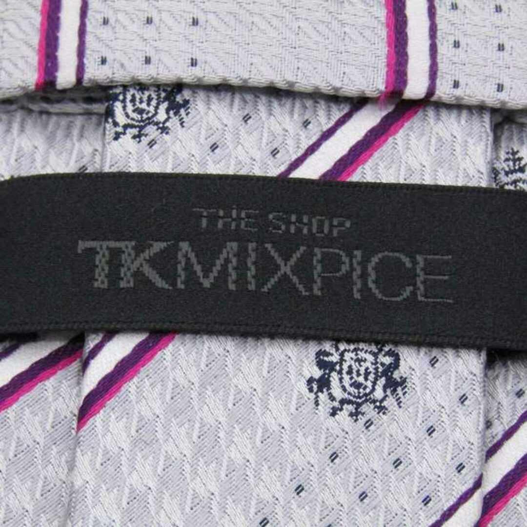 ザショップティーケーミクスパイス ブランド ネクタイ ストライプ柄 シルク PO  メンズ ライトグレー THE SHOP TK MIXPICE メンズのファッション小物(ネクタイ)の商品写真