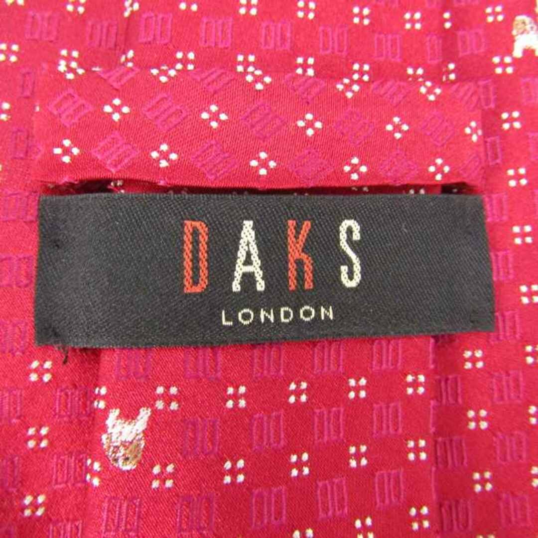 DAKS(ダックス)のダックス ブランド ネクタイ 小紋柄 動物柄 犬 シルク 日本製 PO  メンズ レッド DAKS メンズのファッション小物(ネクタイ)の商品写真