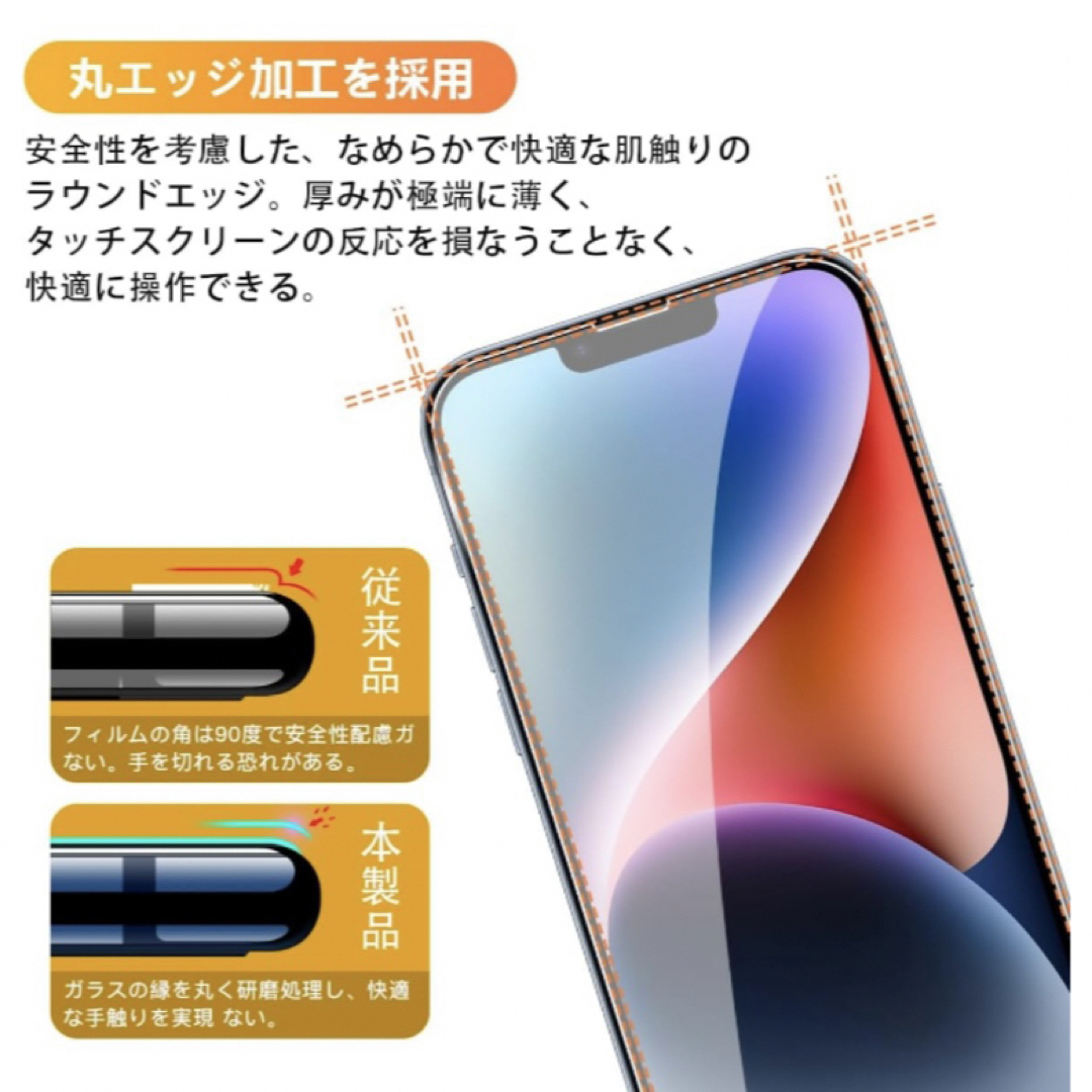 iPhone14ガラスフィルム 2枚 + iPhone14カメラ保護フィルム2枚 スマホ/家電/カメラのスマホアクセサリー(保護フィルム)の商品写真