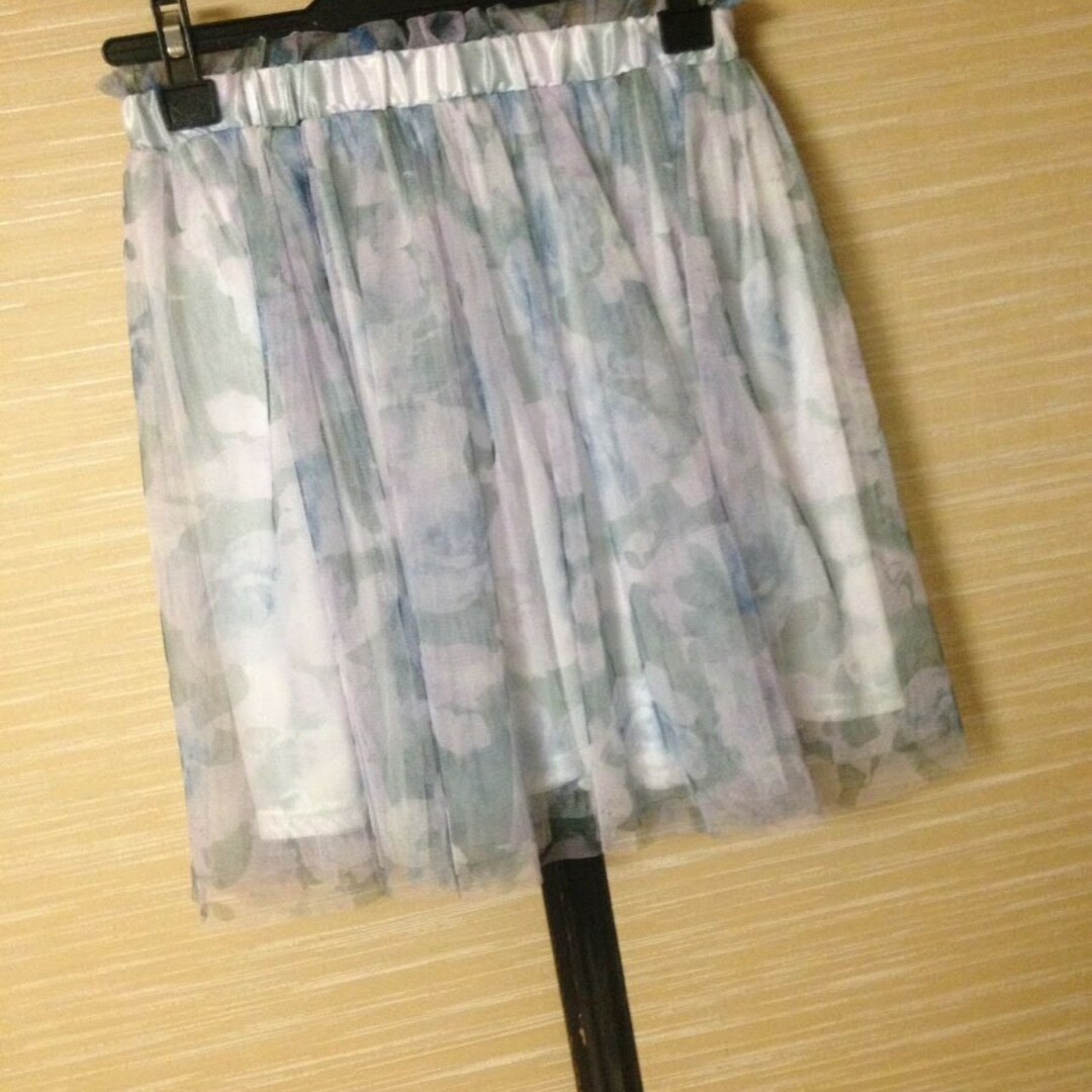 🌙柄シフォンスカート パニエ ダンス 衣装 リメイク材料 シースルースカート レディースのスカート(ひざ丈スカート)の商品写真
