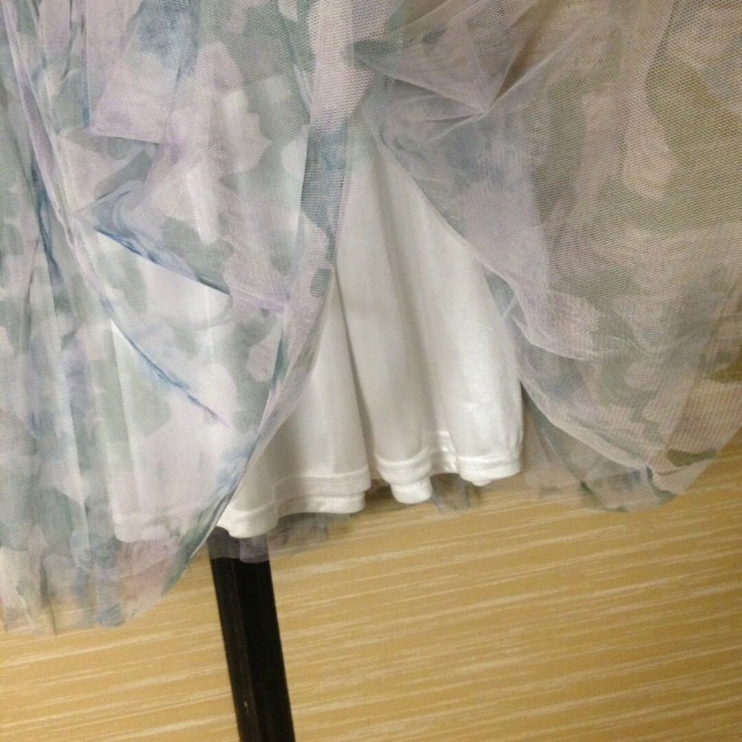 🌙柄シフォンスカート パニエ ダンス 衣装 リメイク材料 シースルースカート レディースのスカート(ひざ丈スカート)の商品写真