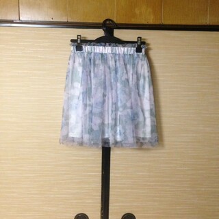 🌙柄シフォンスカート パニエ ダンス 衣装 リメイク 材料 シースルースカート(ひざ丈スカート)