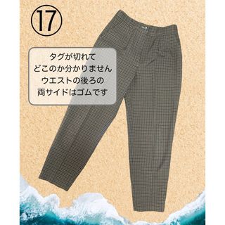 パンツ スラックス おじパン チェック ブラウン(カジュアルパンツ)