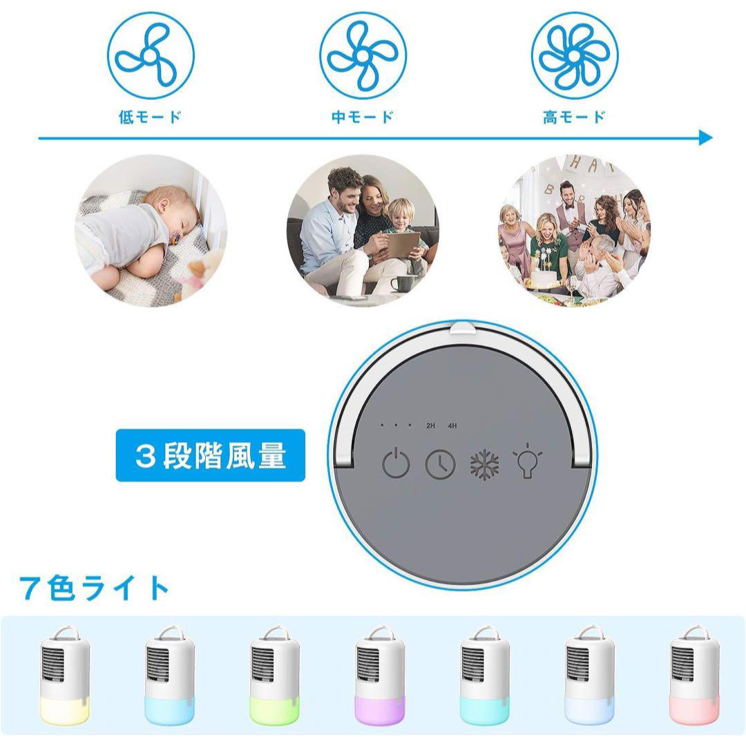 扇風機 冷風機 小型 卓上 ミニクーラー アロマ機能 スマホ/家電/カメラの冷暖房/空調(扇風機)の商品写真