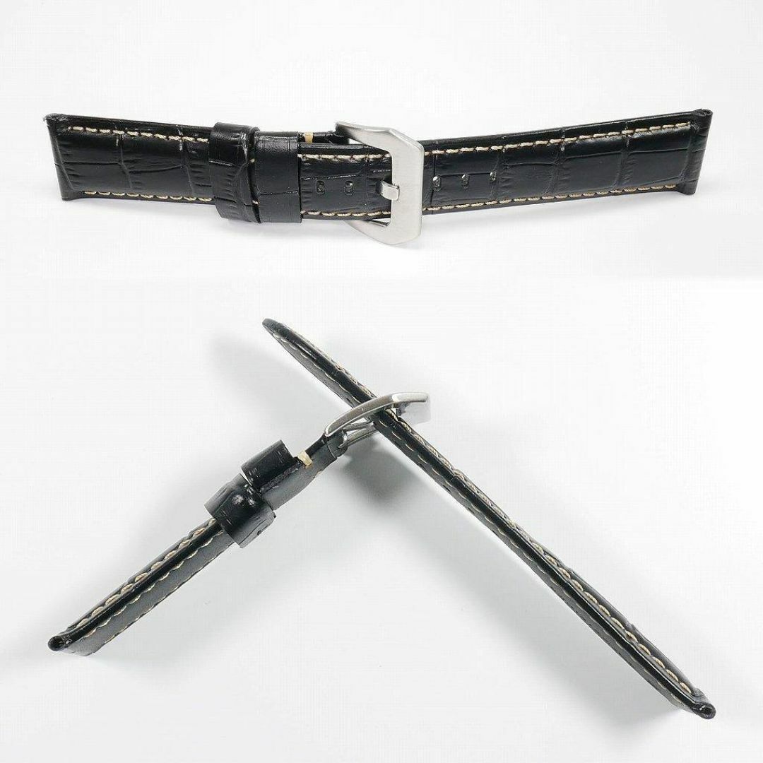 パネライ対応 互換レザーベルト ブラック 24mm 尾錠付き [A] メンズの時計(レザーベルト)の商品写真