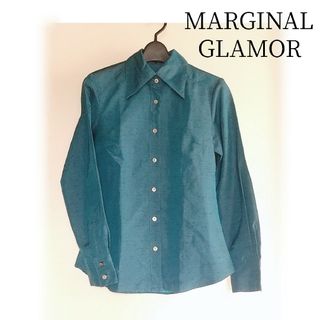 MARGINAL GLAMOR サテン 長袖ブラウス (緑青色)(シャツ/ブラウス(長袖/七分))