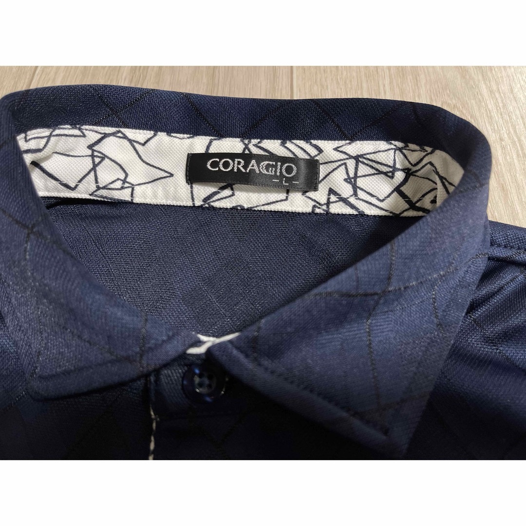 CORAGIO メンズ 半袖 ポロシャツ ネイビー Lサイズ スポーツ/アウトドアのゴルフ(ウエア)の商品写真
