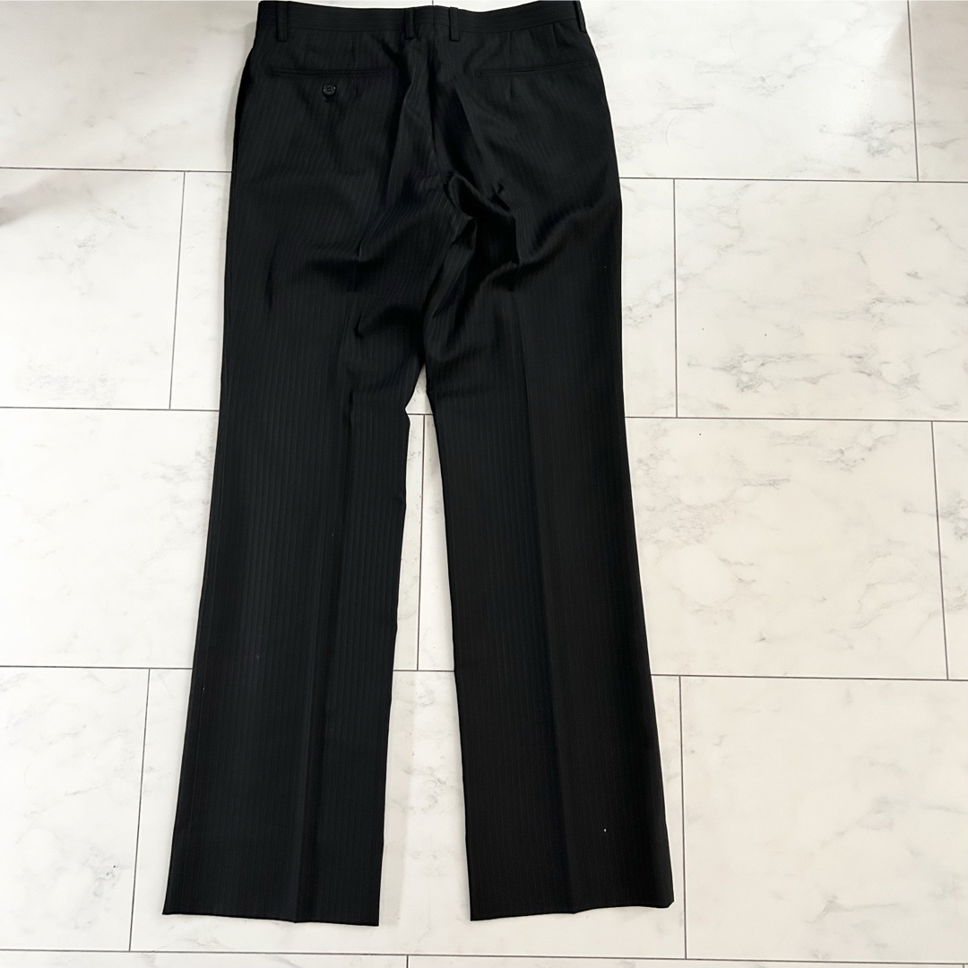 PLAYMOLEメンズビジネス スラックス パンツ　黒 縞　M メンズのスーツ(スラックス/スーツパンツ)の商品写真