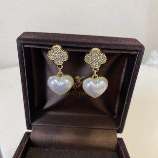 No.1421☆新品ピアス　クローバー　ハート　デート　結婚式　シルバー925(ピアス)