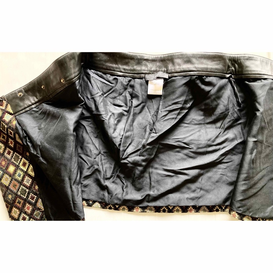 Gucci(グッチ)のGUCCI ウエスト部分レザー使い 総柄 アシンメトリースカート 40 レディースのスカート(ひざ丈スカート)の商品写真