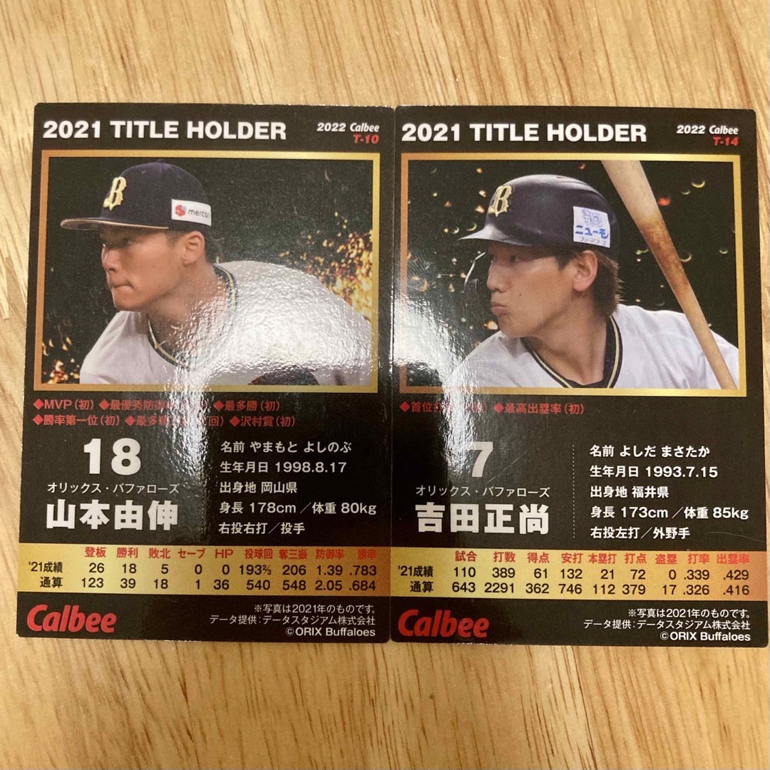 オリックス　山本由伸　吉田正尚　カルビー　プロ野球チップス　2022年 エンタメ/ホビーのトレーディングカード(シングルカード)の商品写真